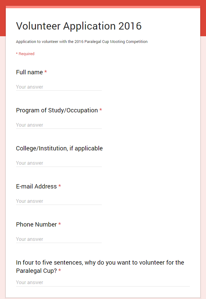 Volunteer Application